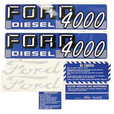 Aftermarket New Tractor Complete Decal Kit Fits Ford 4000 MAE30-0119